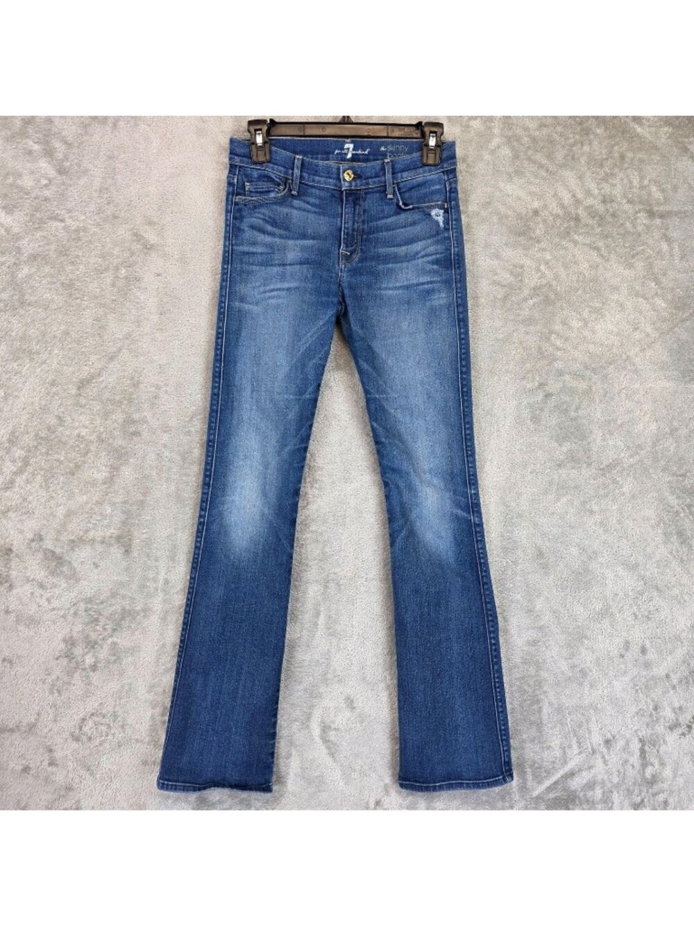 7 For All Mankind Skinny Bootcut Jeans Womens 25 Blue Wash Stretch Made USA